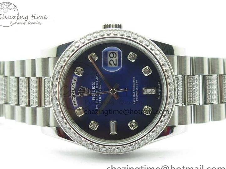 MiroTime 0521 Day-Date 36mm 128239 SS Crystal BP Best Edition Blue Crystal Marker Dial on SS President Bracelet A OdorResistant 2677